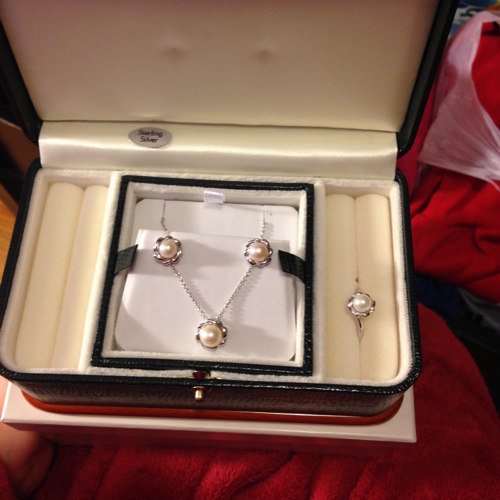 COPY - Pearl Necklace Pearl Ring Pearl Earrings